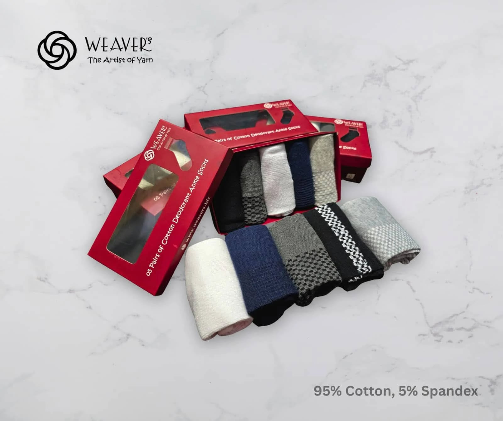 Premium Deodorant Cotton Socks 5 pairs Box